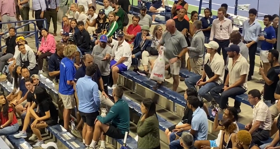 The fan in the grey t-shirt didn't hold back as he verbally abused Troicki