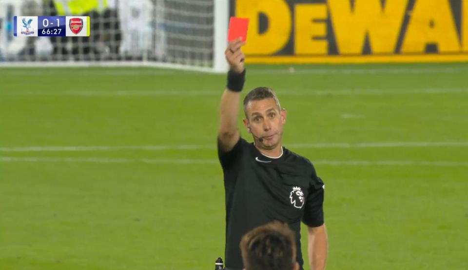 Referee David Coote wasted no time in giving Tomiyasu his marching orders