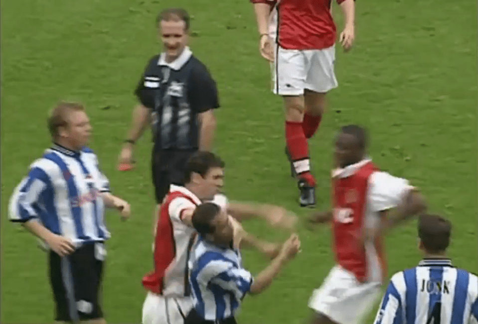 Keown's elbow hit Di Canio during the melee