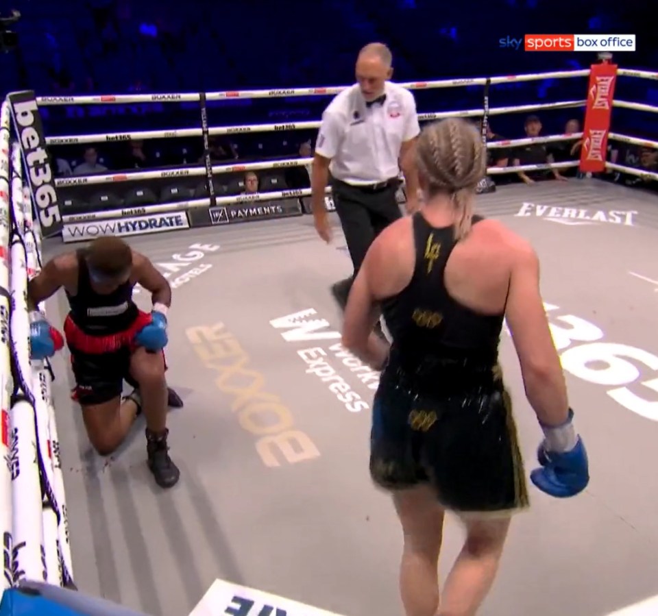 And in the process Muzeya dropped to the canvas
