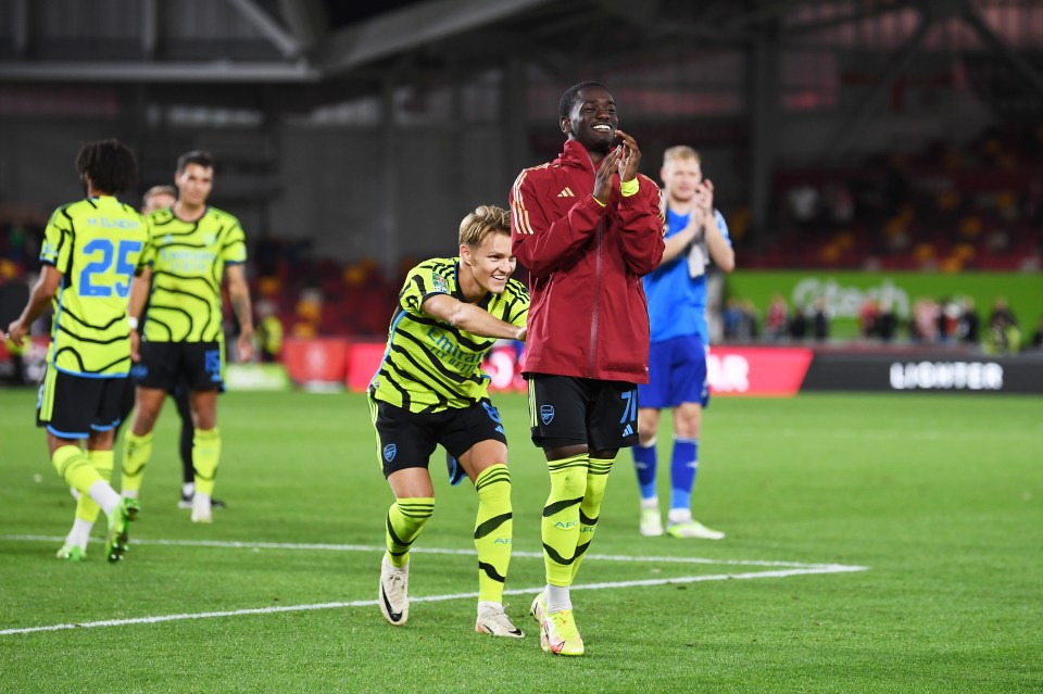 Odegaard made sure Sagoe Jr took the applause from the travelling Arsenal fans