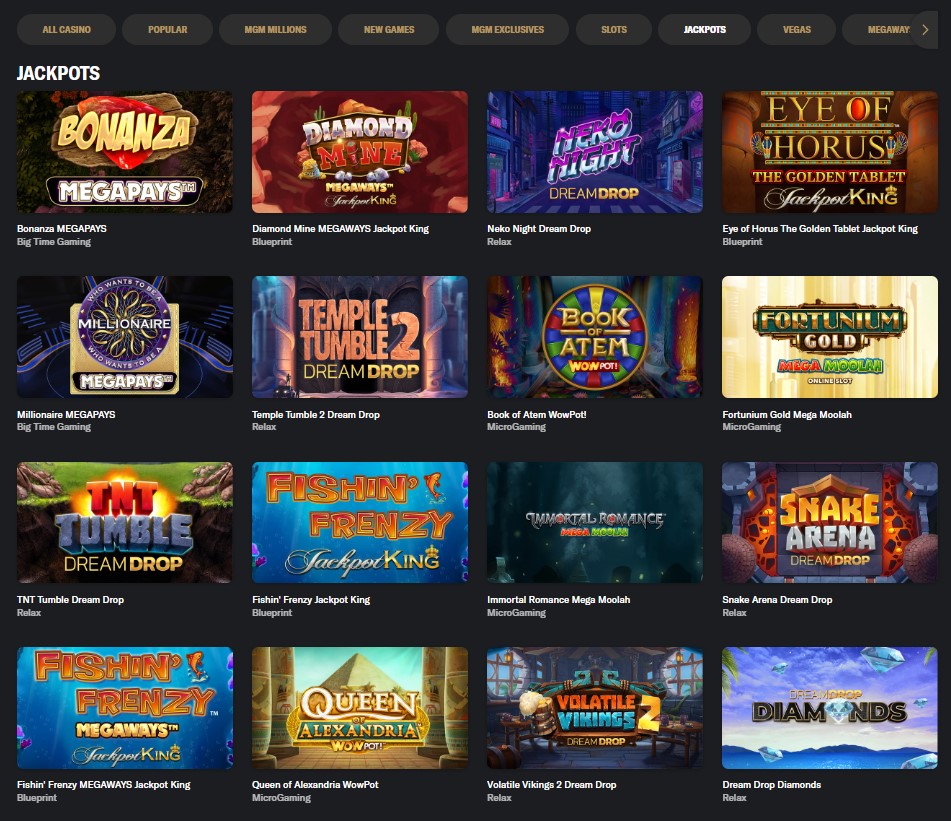 BetMGM progessive jackpots | 18+ BeGambleAware.org Please play responsibly.