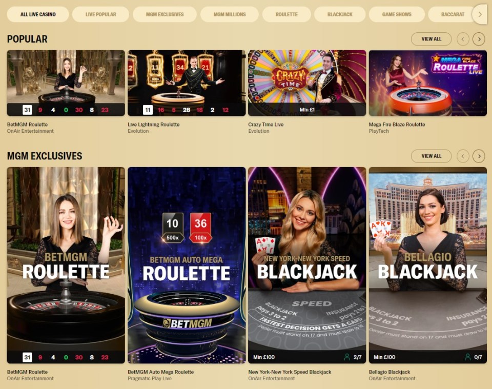 BetMGM live casino | 18+ BeGambleAware.org Please play responsibly.