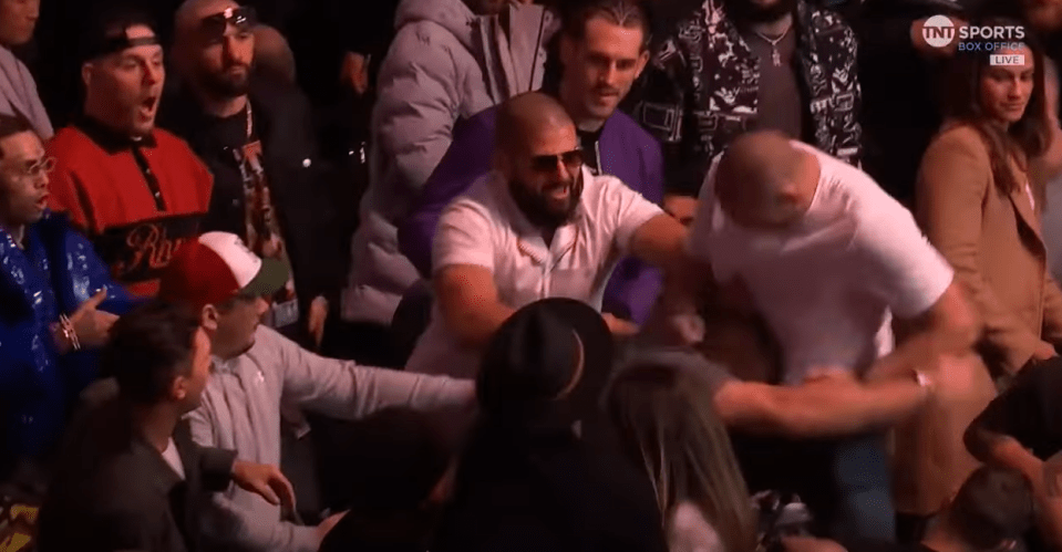 Banter quickly turned into a brawl as the pair scrapped leading to Strickland's ejection