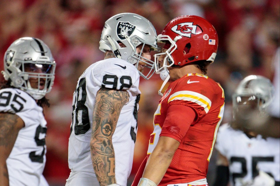 Crosby has gotten in Mahomes' head but the Chiefs have a six-game winning streak vs the Raiders