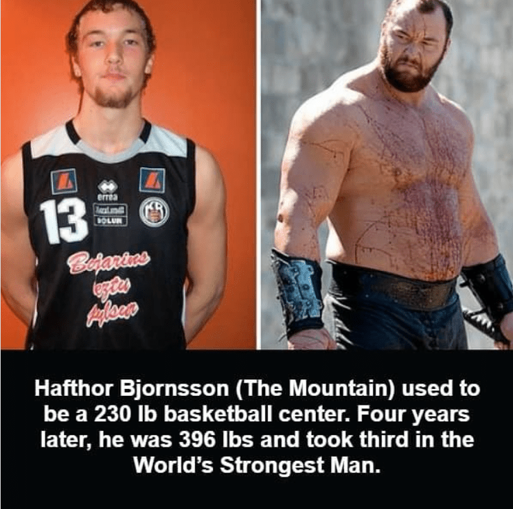 Thor shared the throwback picture in an Instagram post and claimed the two images were four years apart