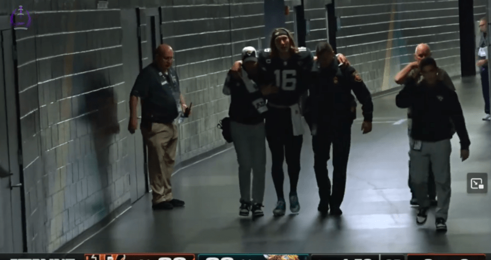 Lawrence had to be helped down the tunnel after suffering the ankle injury in the fourth quarter
