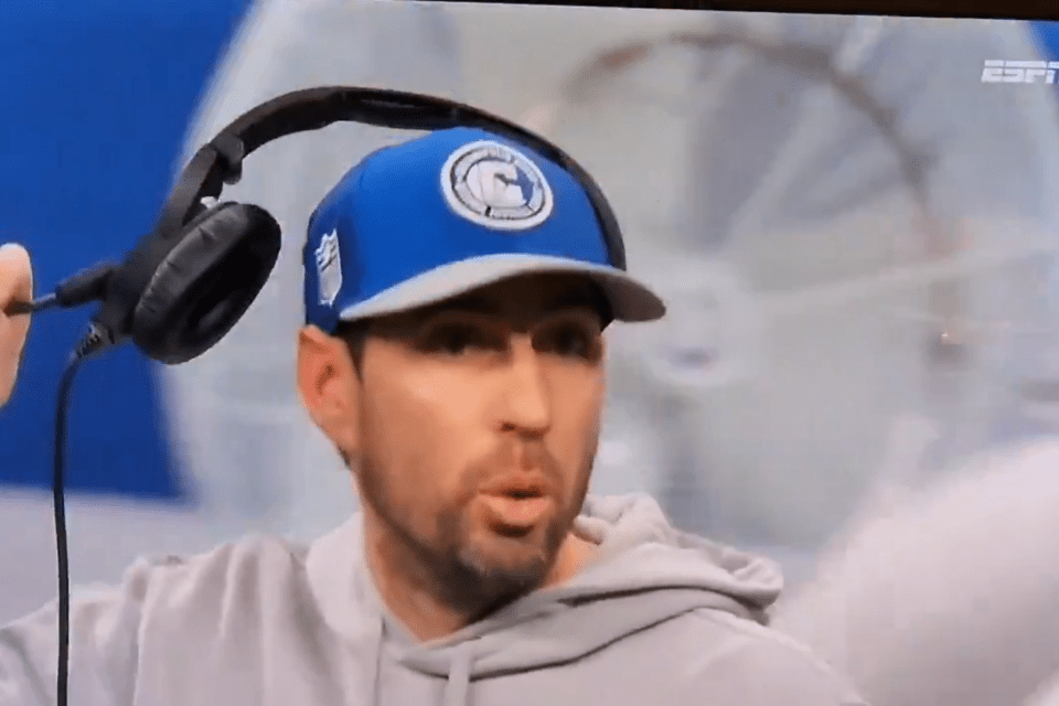 Steichen lifts his headset and appears to tell Minshew: "We had it. That's on you."