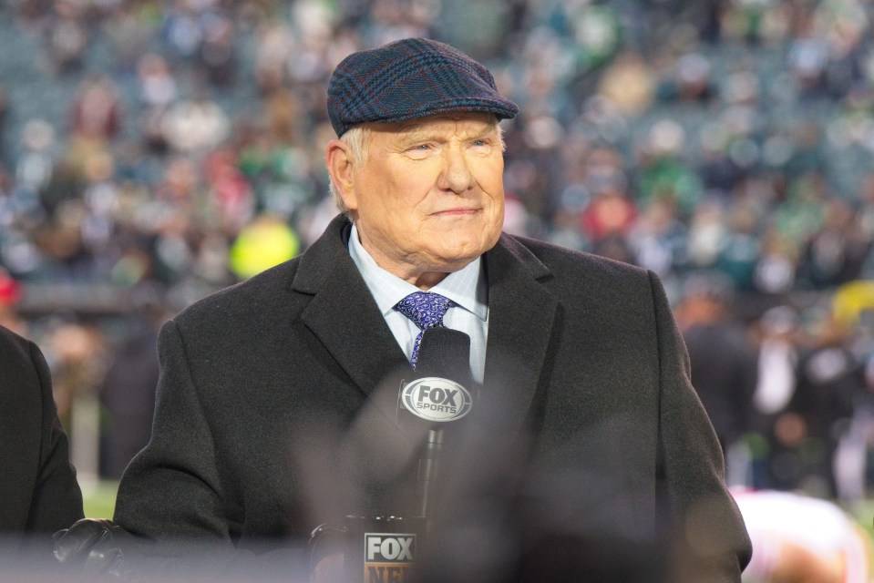 PHILADELPHIA, PA - JANUARY 29: Fox NFL Sunday analyst Terry Bradshaw looks on during the Championship game between the San Fransisco 49ers and the Philadelphia Eagles on January 29, 2023. (Photo by Andy Lewis/Icon Sportswire via Getty Images)
