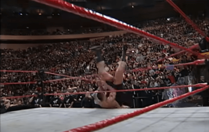 WWE's angle for TV made it hard to see whose feet touched first