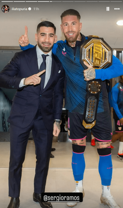 Ramos and Topuria at the Bernabeu