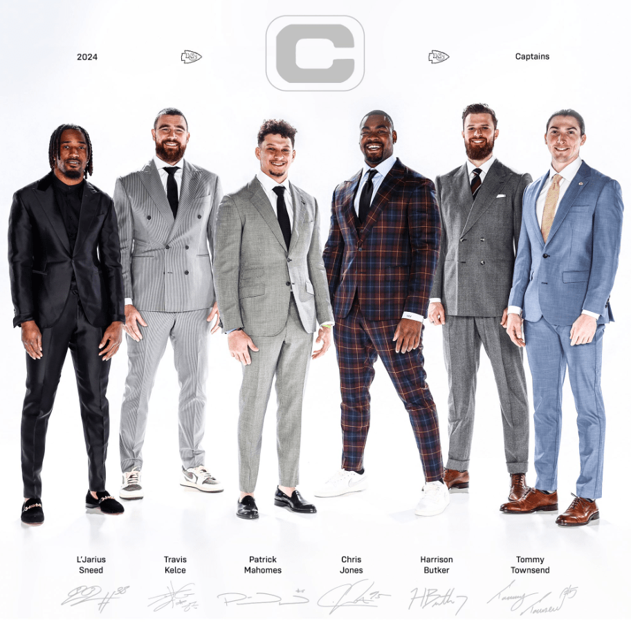 The six 2024 playoff captain for the Chiefs including Mahomes and Kelce