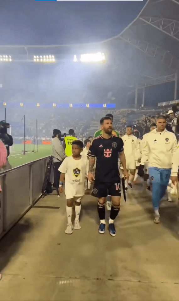 Saint West got to walk out as a mascot alongside Messi