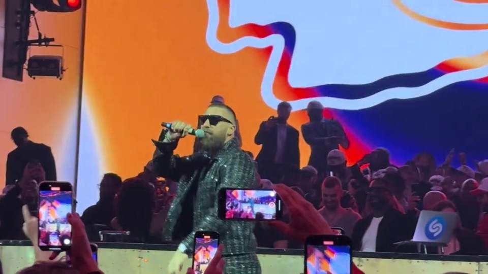 Kelce led the celebrations in a crazy outfit at the Vegas nightclub