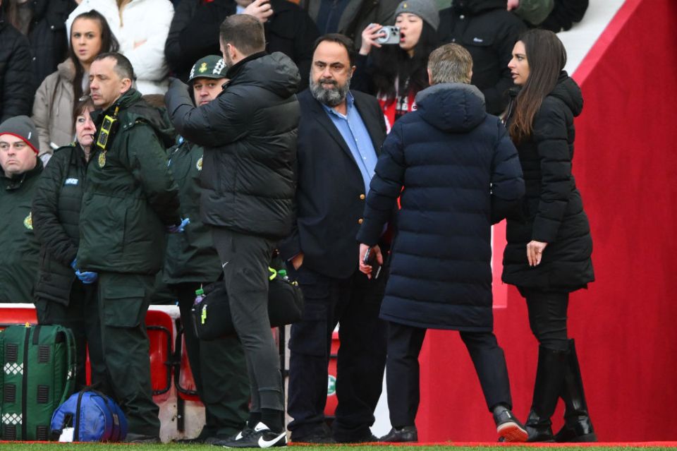 Evangelos Marinakis, the owner of Nottingham Forest, is looking annoyed during the Premier League match between Nottingham Forest and Liverpool at the City Ground in Nottingham, on March 2, 2024. (Photo by Jon Hobley | MI News/NurPhoto via Getty Images)