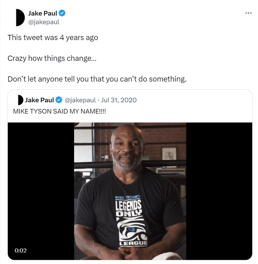 Paul gushed over his first interaction with Tyson in 2020