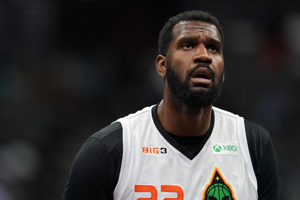 DALLAS, TEXAS - JULY 31: Greg Oden #22 of the Aliens looks on during the game against the Trilogy during BIG3 - Week Four at the American Airlines Center on July 31, 2021 in Dallas, Texas. (Photo by Cooper Neill/Getty Images for BIG3)