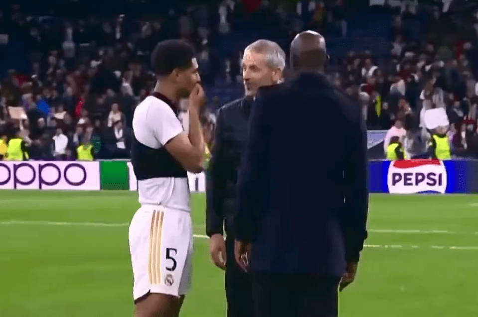 The pair were deep in conversation on the pitch