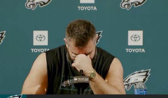 Kelce was tearful as he made the announcement of his retirement