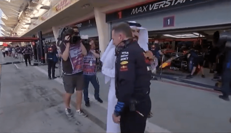 He was later seen returning to his post, but not before a chat and embrace with Ben Sulayem