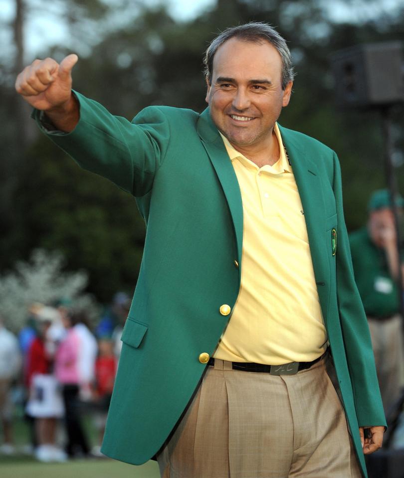 Angel Cabrera celebrates after winning the 2009 Masters at Augusta National