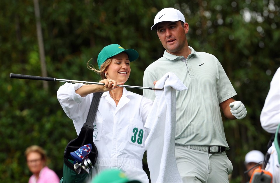 Scheffler's wife Meredith has caddied for him before