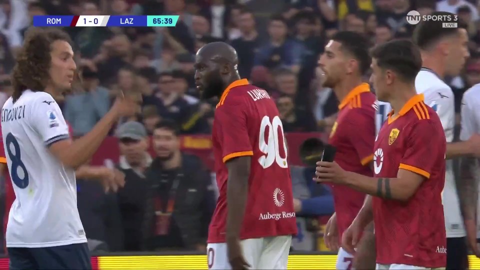 Dybala reacted to Guendouzi's antics by showing him his shinpad of him lifting the World Cup