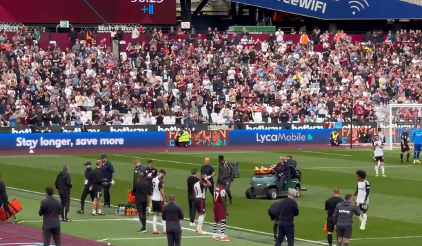 Earthy was driven off the pitch after being placed on a stretcher