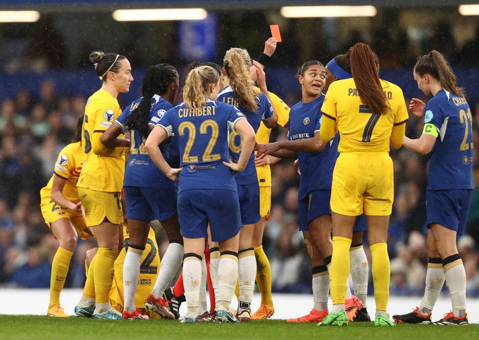 Buchanan was sent off after two yellow cards against Barcelona