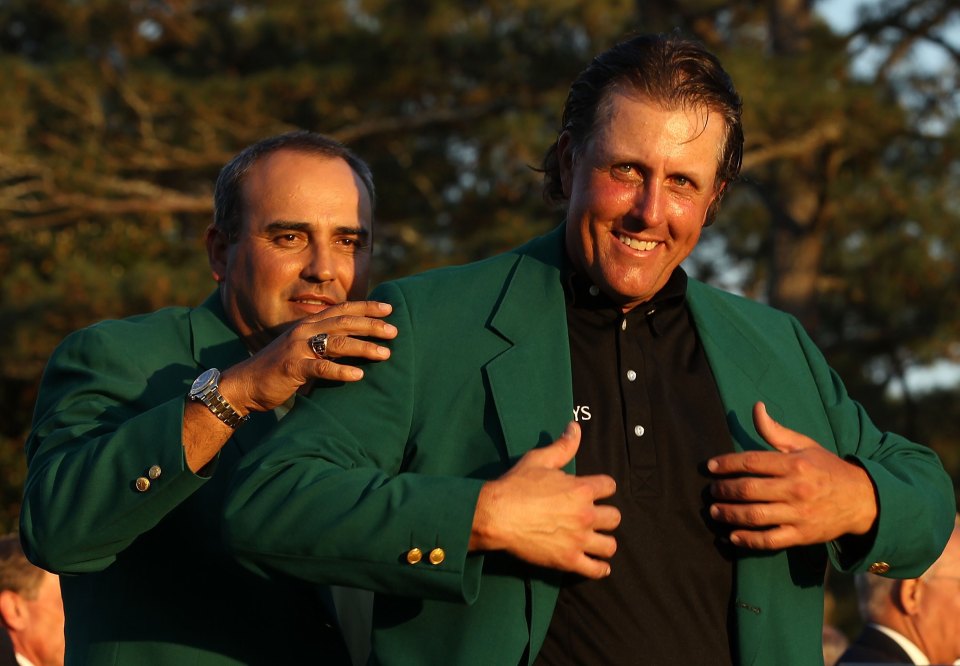 Cabrera won The Masters in 2009 and helped Mickelson with his green jacket in 2010