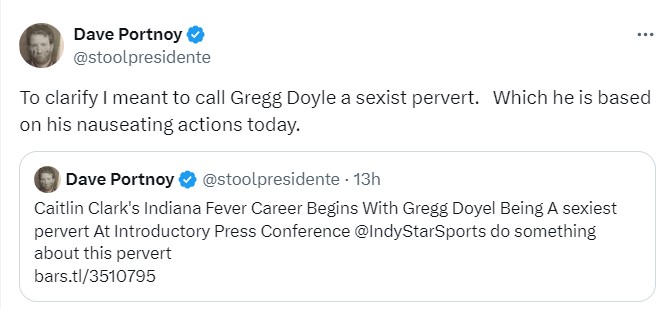 Portnoy branded Doyel a 'pervert' on social media