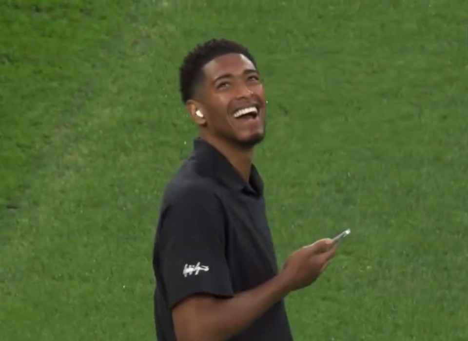 Bellingham couldn't help but laugh as he stood on the Bernabeu pitch watching his dad's imitation of him
