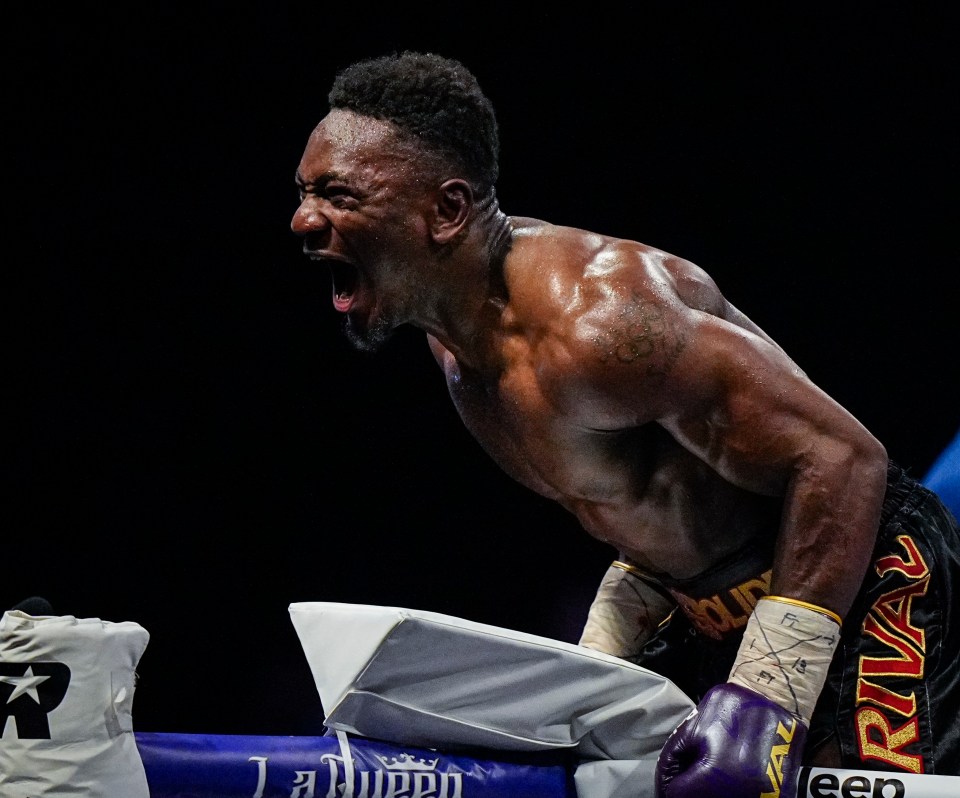QUEBEC CITY, CANADA - JANUARY 13: Christian Mbilli of Canada celebrates his victory against Rohan Murdock of Australia during their WBC Continental and WBA Intercontinental super-middleweight championship fight at Videotron Centre on January 13, 2024 in Quebec City, Canada. (Photo by Mathieu Belanger/Getty Images)