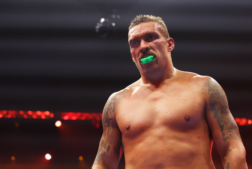 RIYADH, SAUDI ARABIA - MAY 18: Oleksandr Usyk looks on during the IBF, WBA, WBC, WBO and Undisputed Heavyweight titles' fight between Tyson Fury and Oleksandr Usyk at Kingdom Arena on May 18, 2024 in Riyadh, Saudi Arabia. (Photo by Richard Pelham/Getty Images)