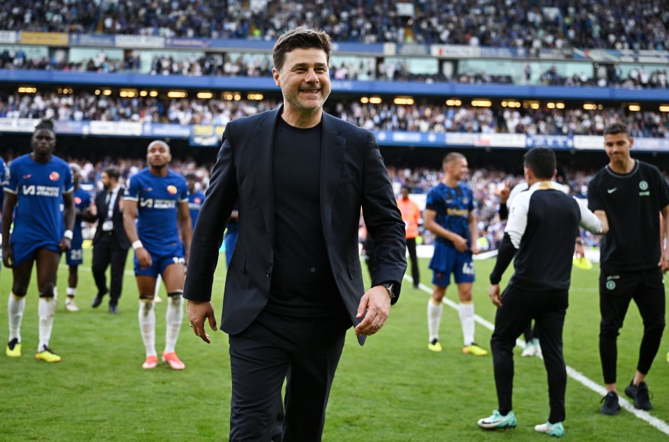 Pochettino was all smiles on the final day, but that turned out to be his last game as Chelsea boss