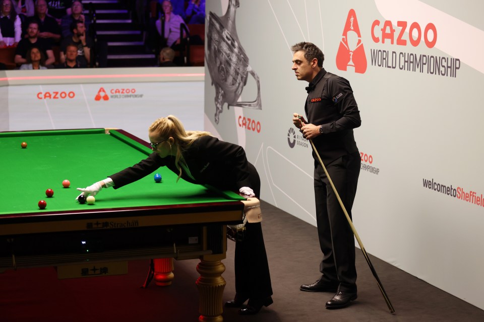 O'Sullivan was less than happy with the placement of the black ball, which would not stay on its spot