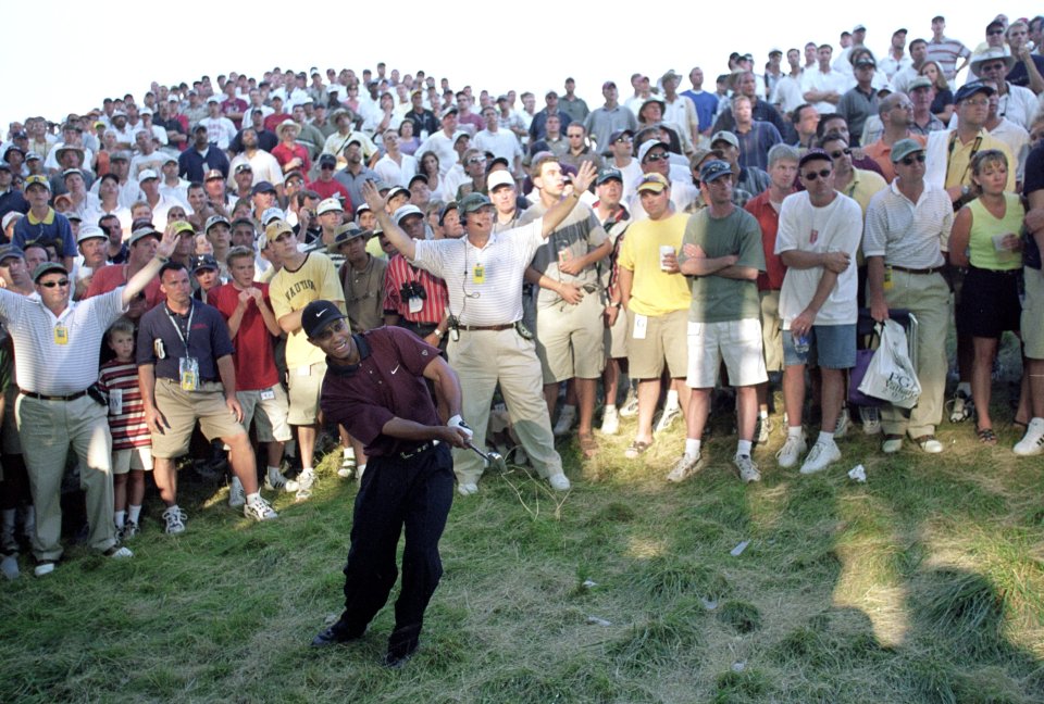 This scene captures Tiger-mania in 2000 when Woods was at his peak