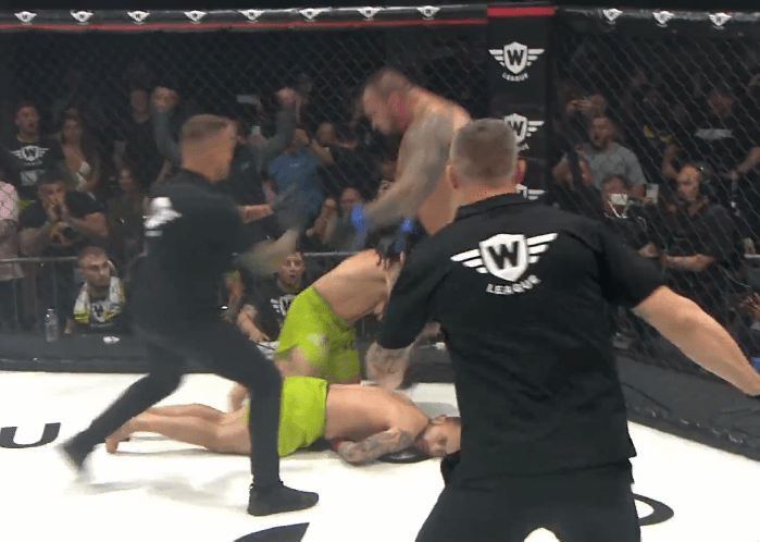 Eddie Hall knocking out his opponents in a MMA match.