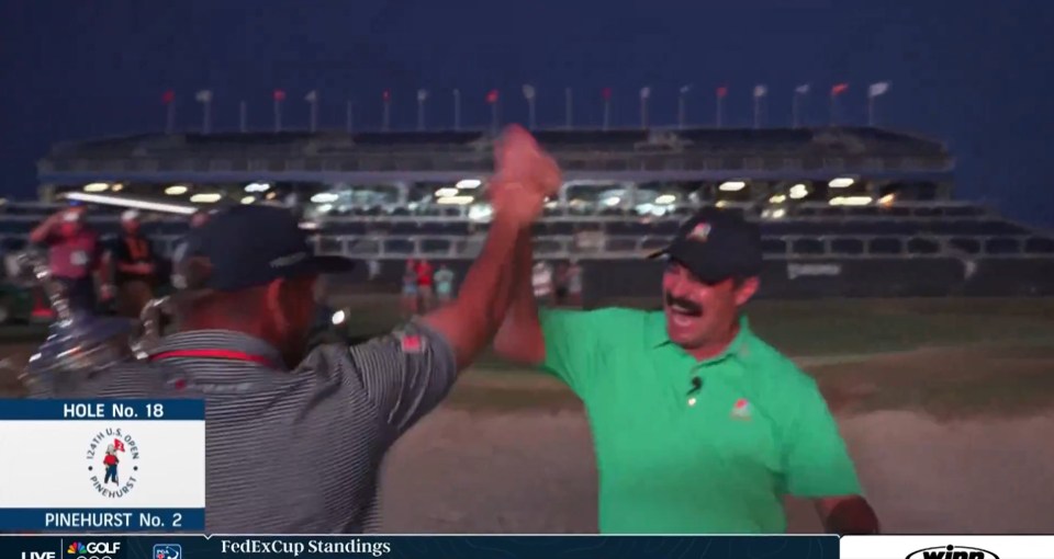 On his second attempt, Wagner put the ball within feet of the cup and high-fived DeChambeau