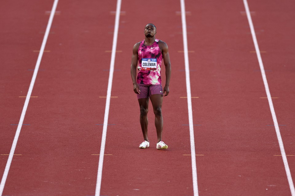 Coleman led the 100m final in the USA trials, but appeared to stumble midway through the race and eventually finished fourth - missing out on a place in the Olympic team