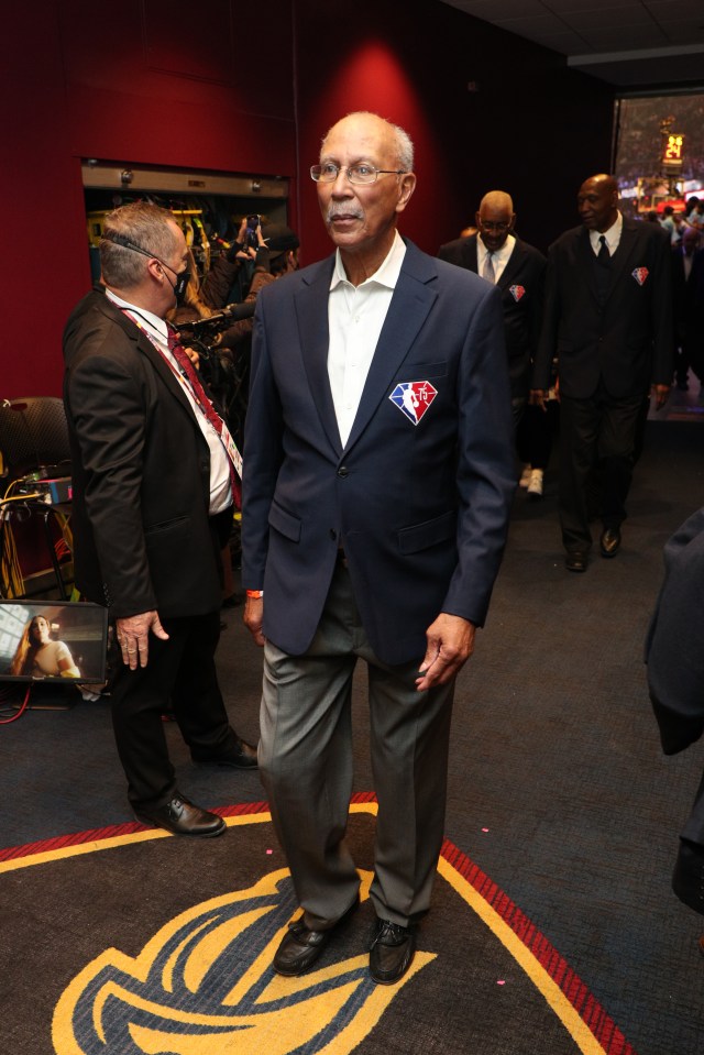 CLEVELAND, OH - FEBRUARY 20: NBA Legend, Dave Bing looks on during the 71st NBA All-Star Game as part of the 2022 NBA All Star Weekend on February 20, 2022 at Rocket Mortgage FieldHouse in Cleveland, Ohio. NOTE TO USER: User expressly acknowledges and agrees that, by downloading and/or using this Photograph, user is consenting to the terms and conditions of the Getty Images License Agreement. Mandatory Copyright Notice: Copyright 2022 NBAE (Photo by Chris Marion/NBAE via Getty Images)