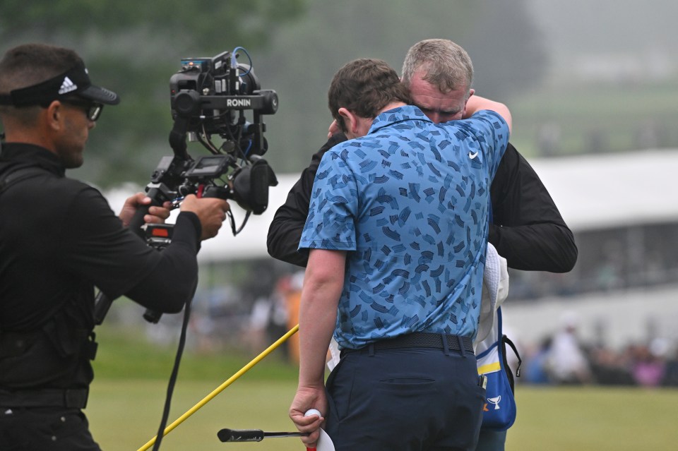 The pair were overcome with emotion after winning the tournament by a single stroke