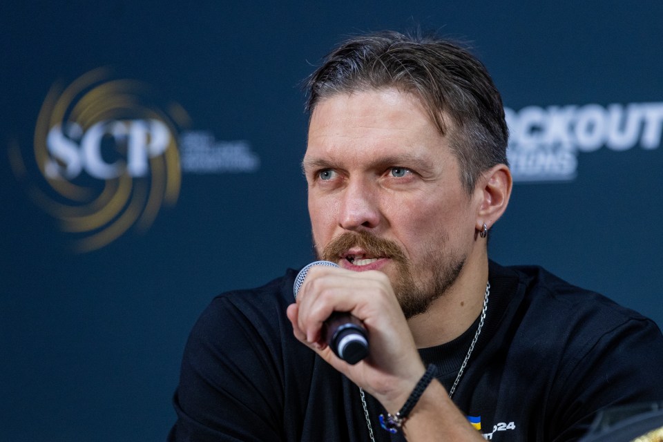 Oleksandr Usyk during a press conference announcing a fight for three heavyweight boxing championship belts between Oleksandar Usyk (UKR) and challenger Daniel Dubois (GBR) , which will take place in Wroclaw, Poland on August 26, 2023 . Warsaw, 10 July , Poland<br />
NO SALES POLAND (Photo by Andrzej Iwanczuk/NurPhoto via Getty Images)