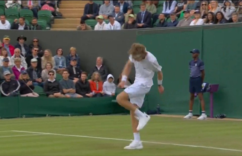 Rublev lost his cool and whacked his leg with his racket seven times