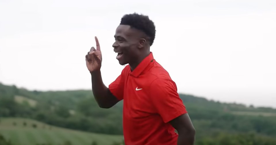 Saka proved he can swing a club as well as score stunners, though the feeling did not last long
