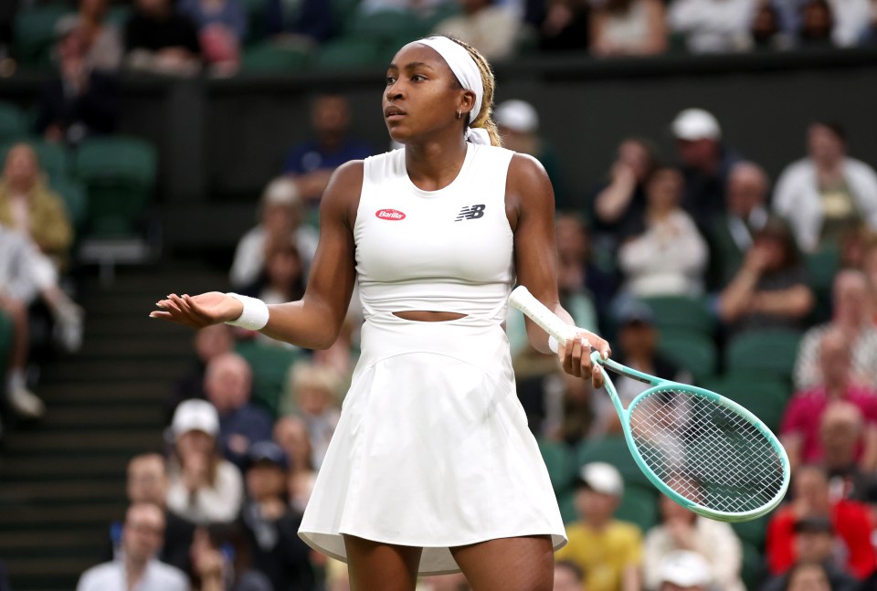 Gauff cut a frustrated figure as she crashed out of Wimbledon