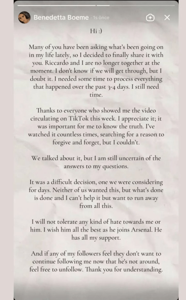 Fans thought Calafiori's girlfriend had confirmed his move on TikTok