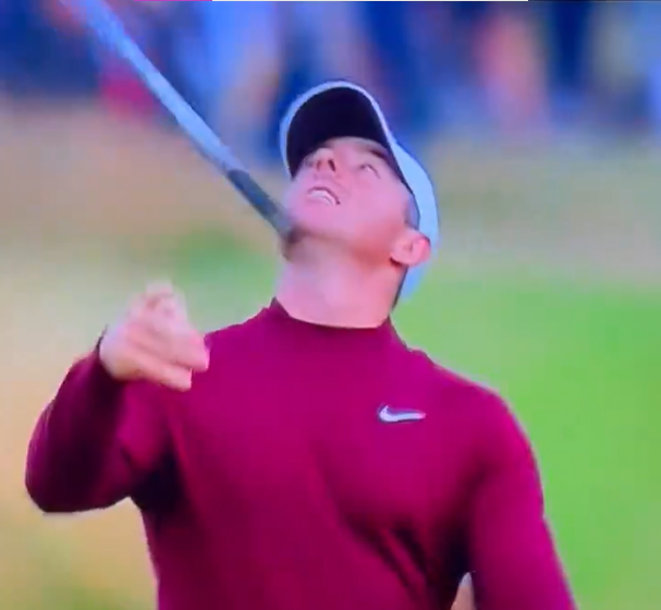 McIlroy chucked his club in the air but caught his face on the way
