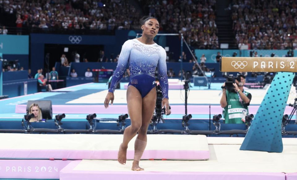 Biles looked dejected after what she described as an 'odd' experience