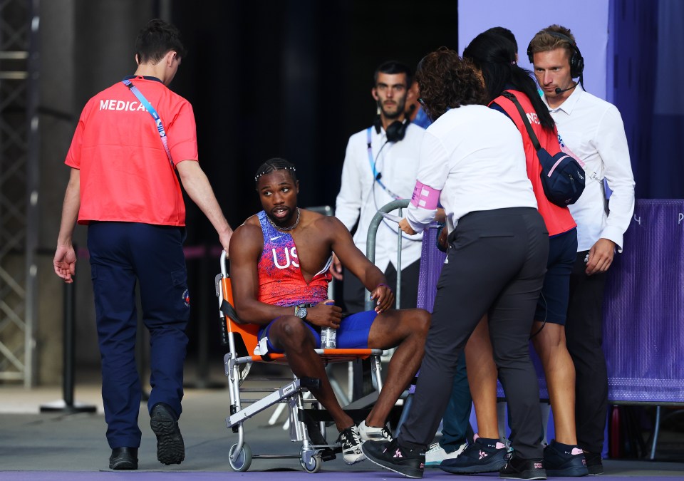 Lyles was placed in a wheelchair before leaving the tarck